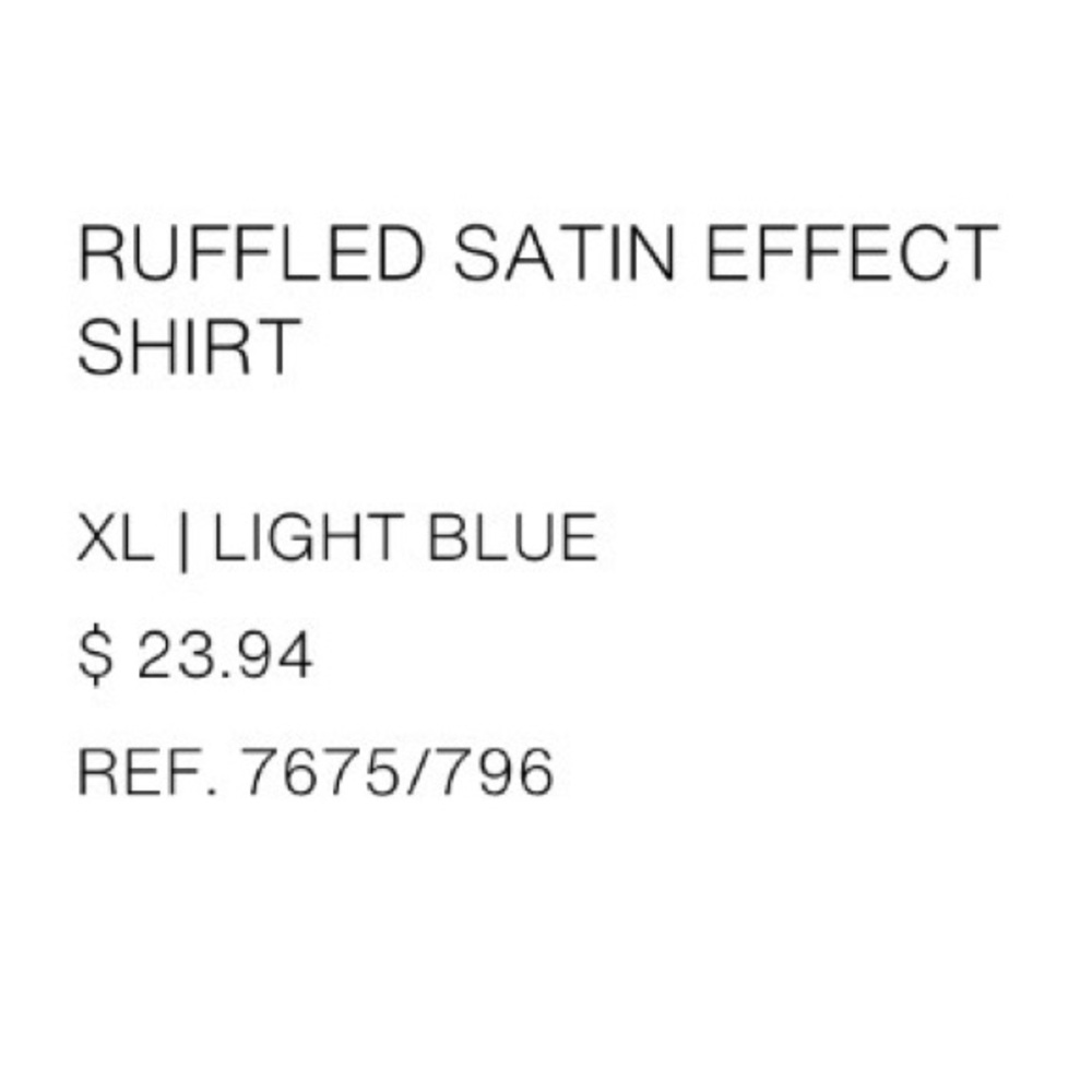 New Zara Light Blue Satin Blouse.     Size: LX - Picture 3 of 4